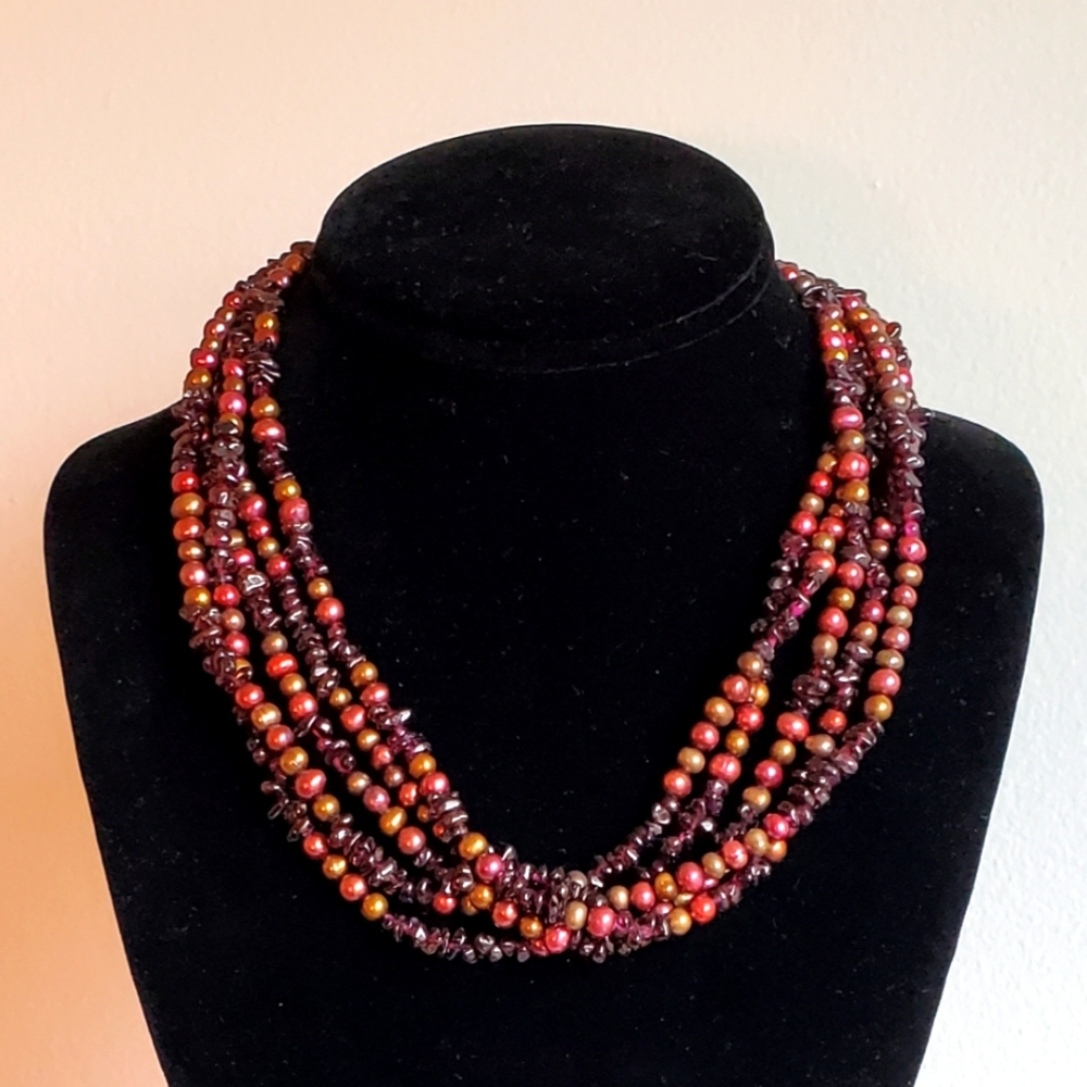 Stunning Rare 925 DTR Jay King Multi Colored FW Pearls Amethyst Necklace 16"-18"